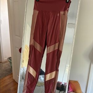 Good American Red and Tan Leggings